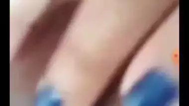 Tight pink pussy and round boobs showing GF video call
